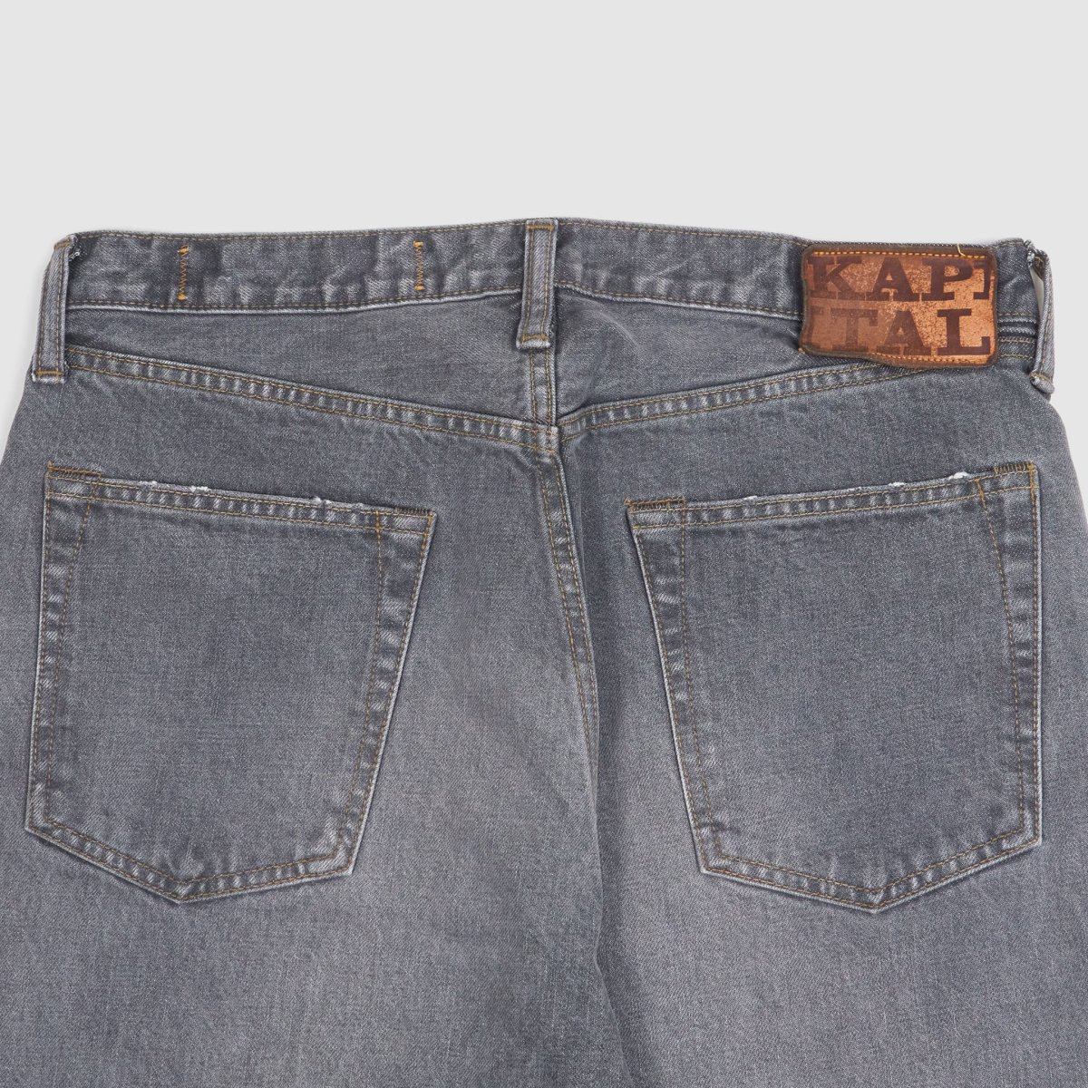 Kapital 5-Pocket Black Hard Washed Denim Jeans - Image 5